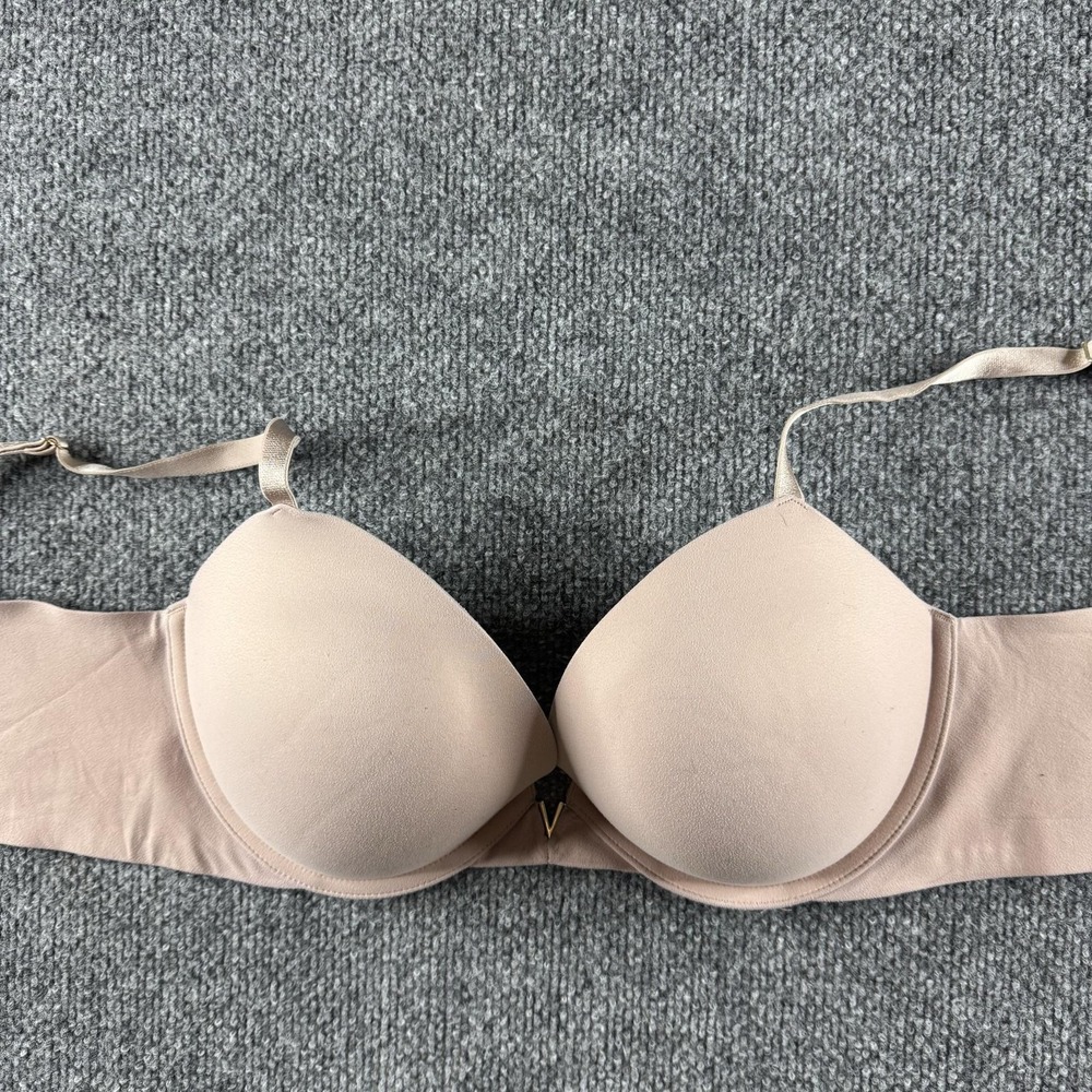 Victoria's Secret Push Up Bra Womens 34DD Beige Padded Underwire Logo Everyday